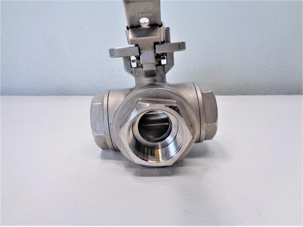 Sharpe 1-1/2" NPT 3-Way Ball Valve, Stainless Steel, Series 76